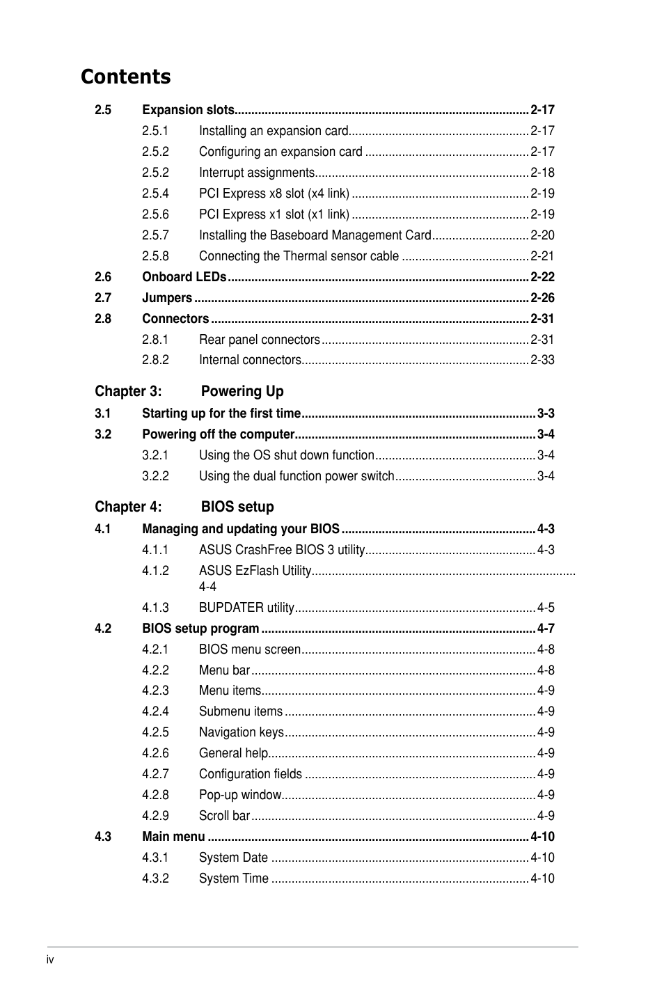 Asus P9D-MH/SAS/10G-DUAL User Manual | Page 4 / 192