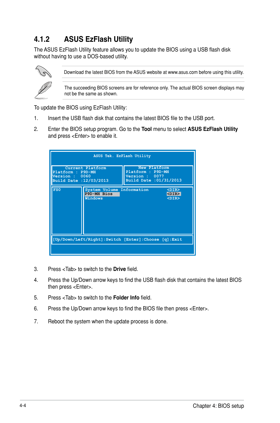 Asus ezflash utility, 2 asus ezflash utility | Asus P9D-MH/SAS/10G-DUAL User Manual | Page 70 / 192