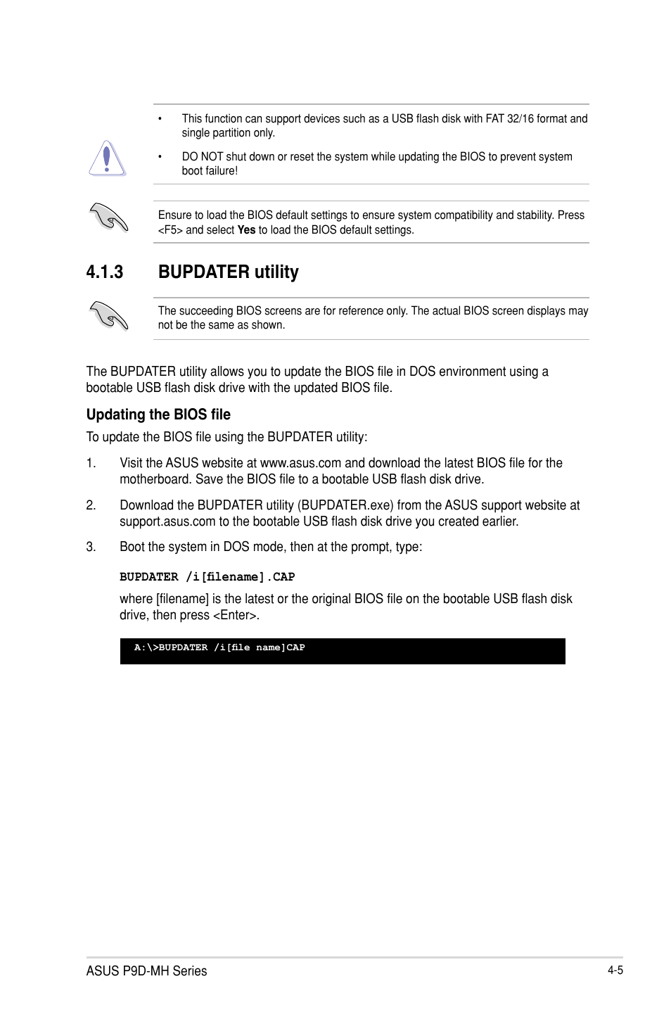 Bupdater utility -5, 3 bupdater utility | Asus P9D-MH/SAS/10G-DUAL User Manual | Page 71 / 192