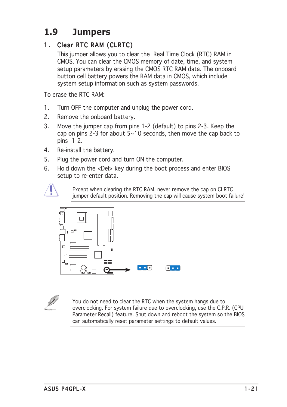 9 jumpers | Asus P4GPL-X User Manual | Page 31 / 90