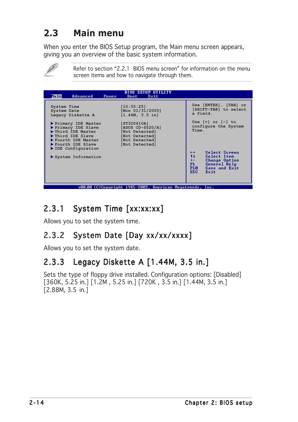 3 main menu | Asus P4GPL-X User Manual | Page 58 / 90