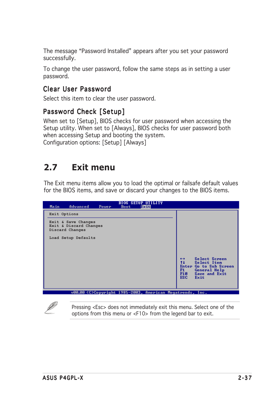 7 exit menu | Asus P4GPL-X User Manual | Page 81 / 90