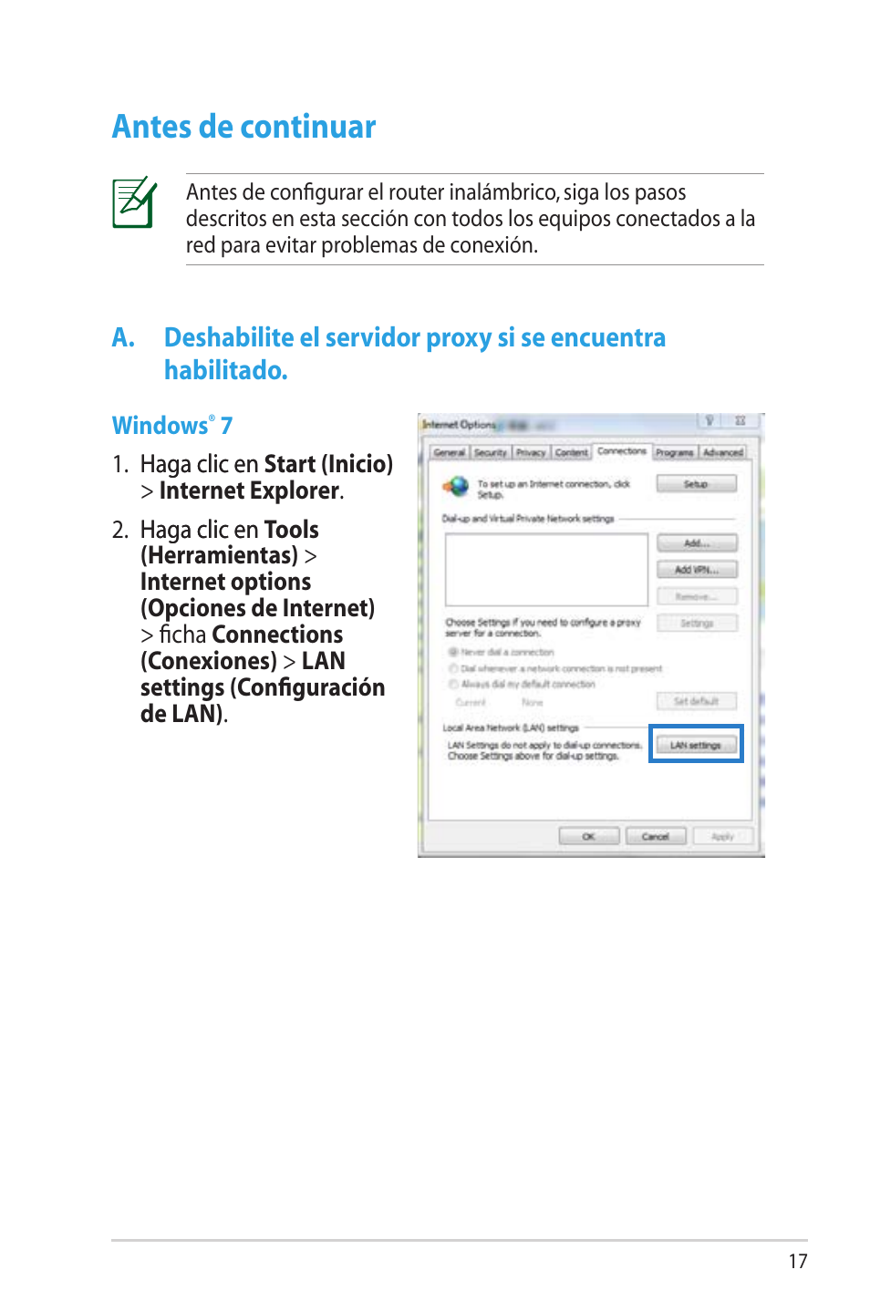 Antes de continuar, Habilitado | Asus RT-N12 (VER.D1) User Manual | Page 17 / 68