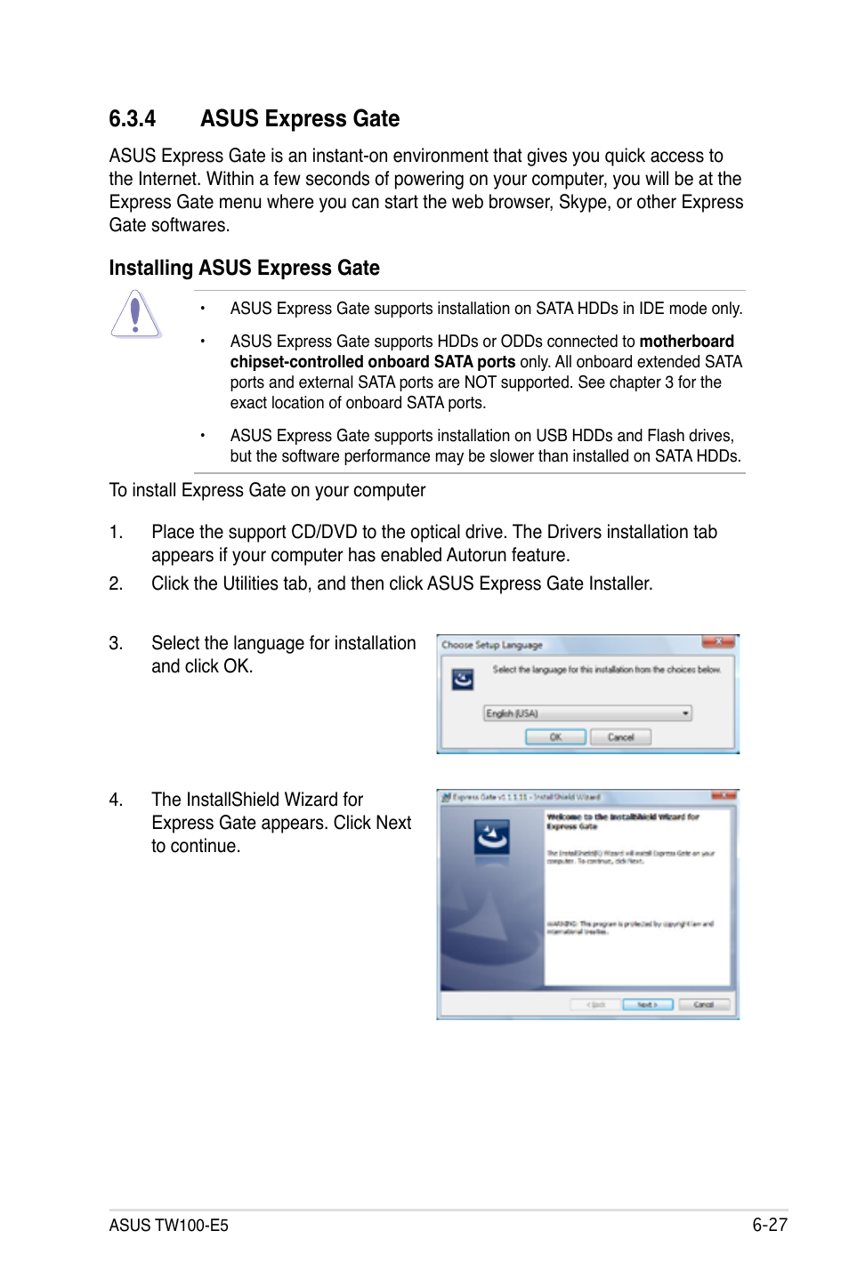 4 asus express gate, Asus express gate -27 | Asus TW100-E5 iQuadro User Manual | Page 125 / 136