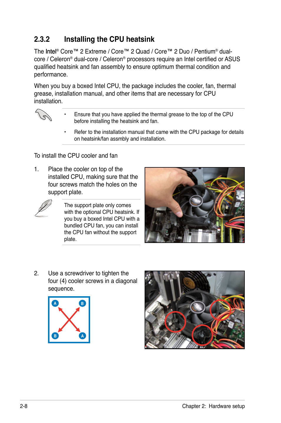 2 installing the cpu heatsink, Installing the cpu heatsink -8 | Asus TW100-E5 iQuadro User Manual | Page 26 / 136