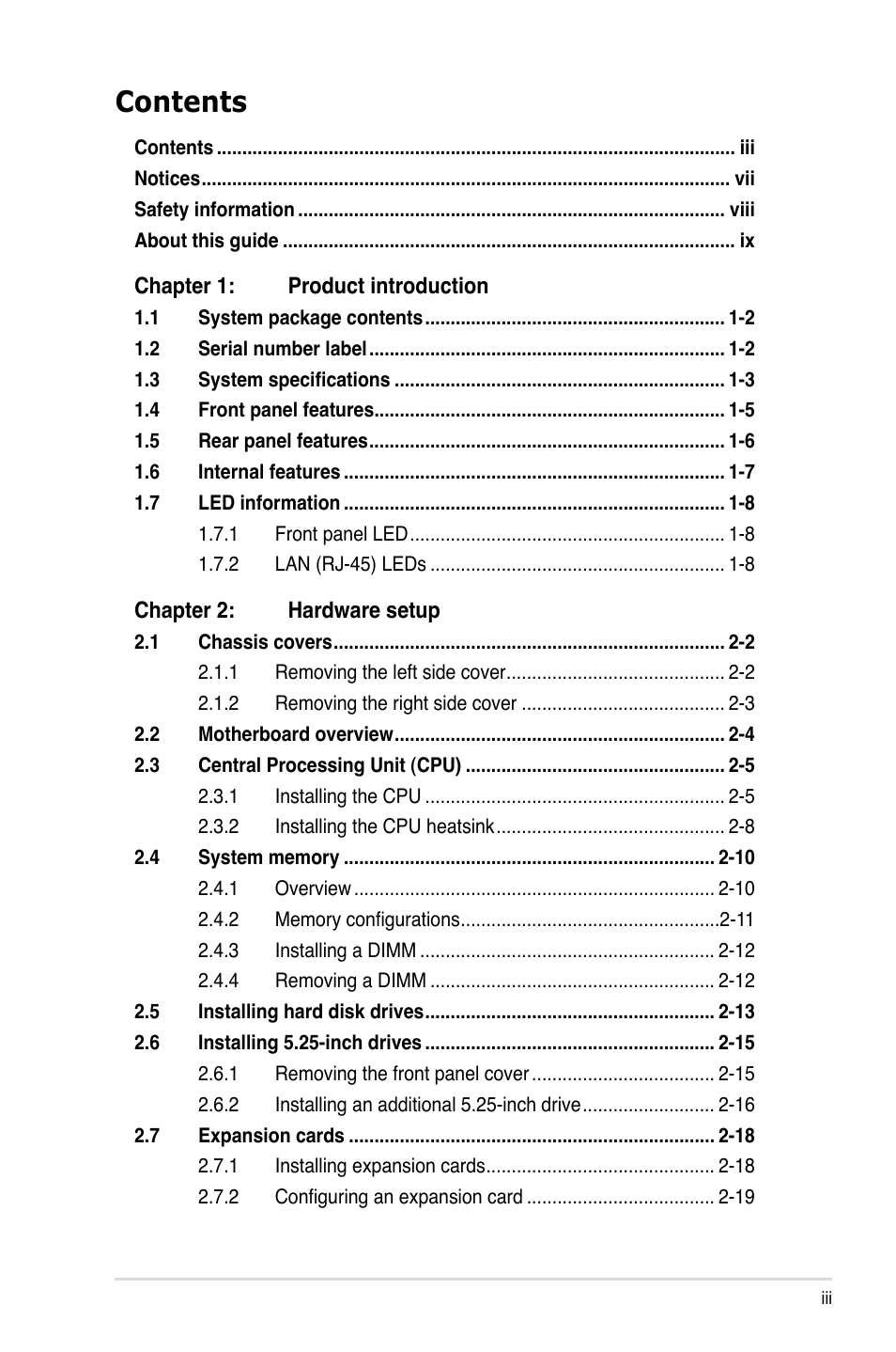 Asus TW100-E5 iQuadro User Manual | Page 3 / 136