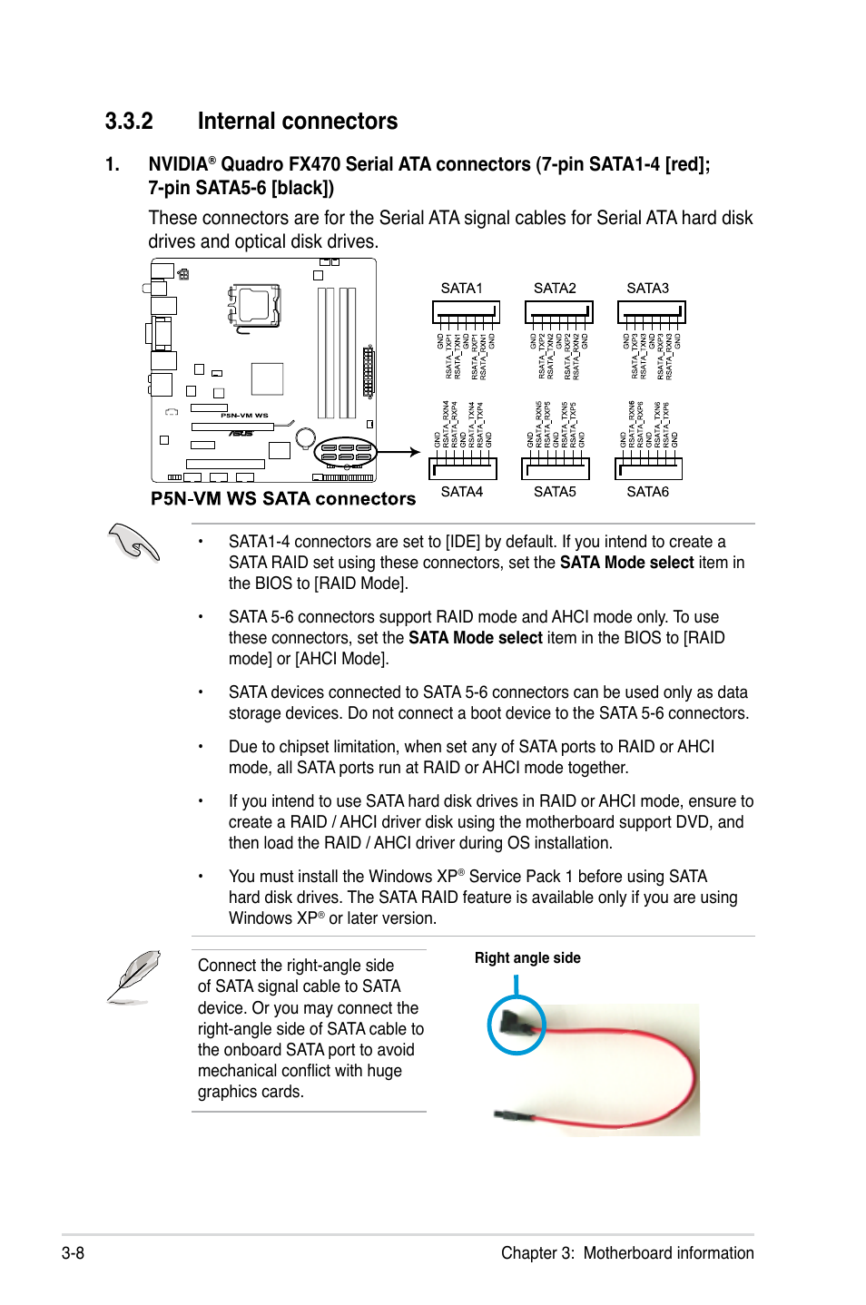 2 internal connectors, Internal connectors -8 | Asus TW100-E5 iQuadro User Manual | Page 48 / 136