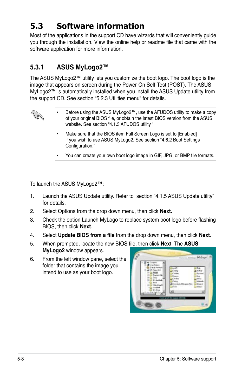 3 software information, 1 asus mylogo2 | Asus P5B User Manual | Page 108 / 140