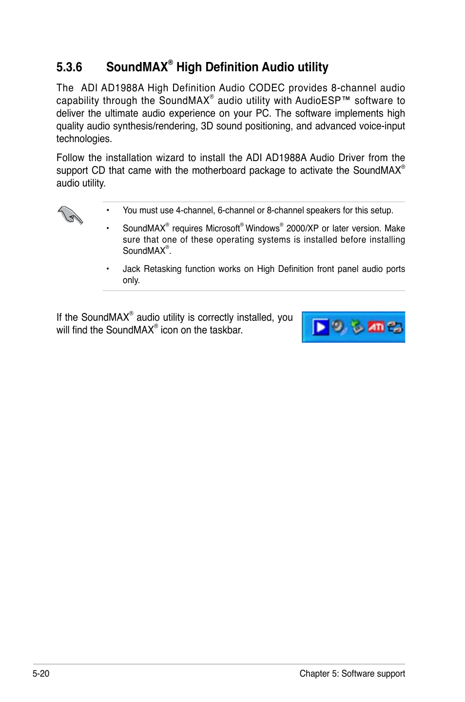 6 soundmax, High definition audio utility | Asus P5B User Manual | Page 120 / 140