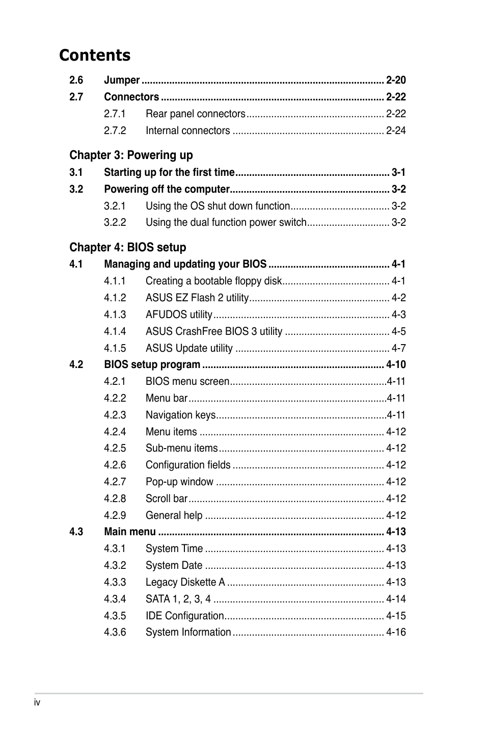 Asus P5B User Manual | Page 4 / 140