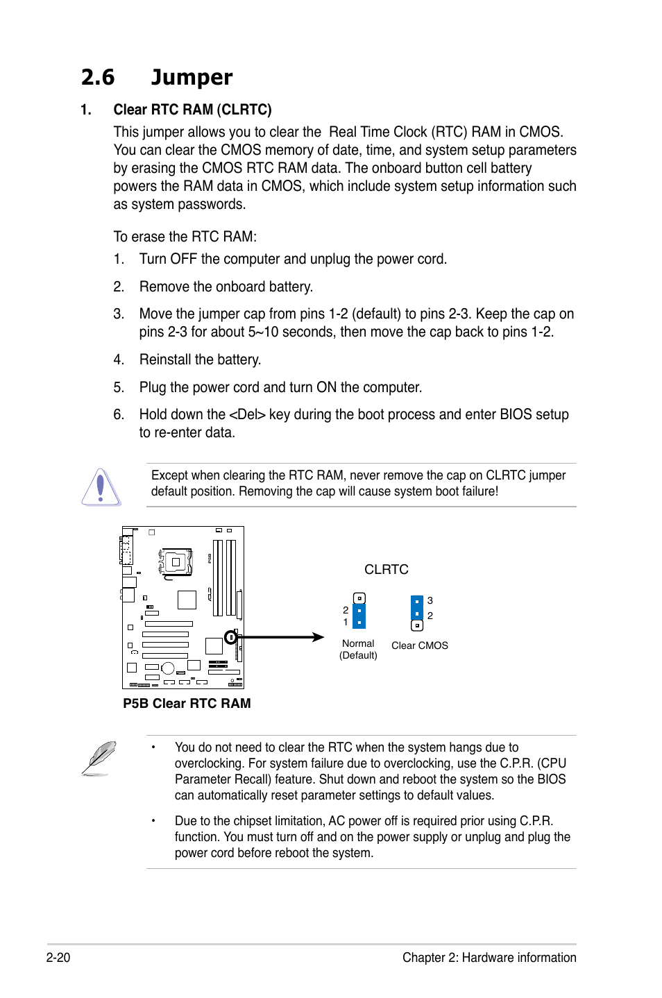 6 jumper | Asus P5B User Manual | Page 44 / 140