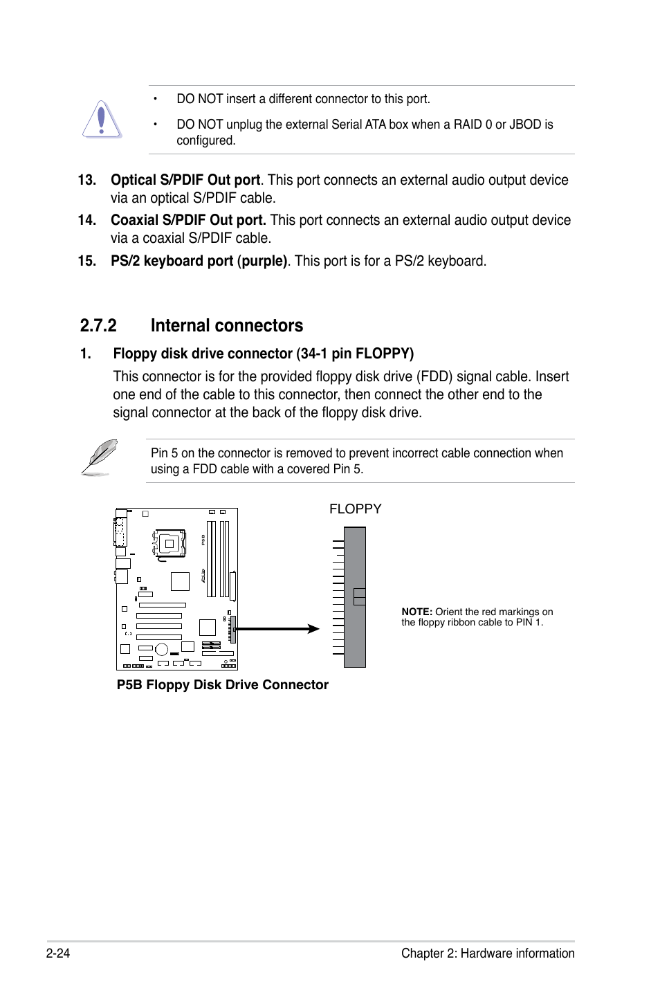 2 internal connectors | Asus P5B User Manual | Page 48 / 140