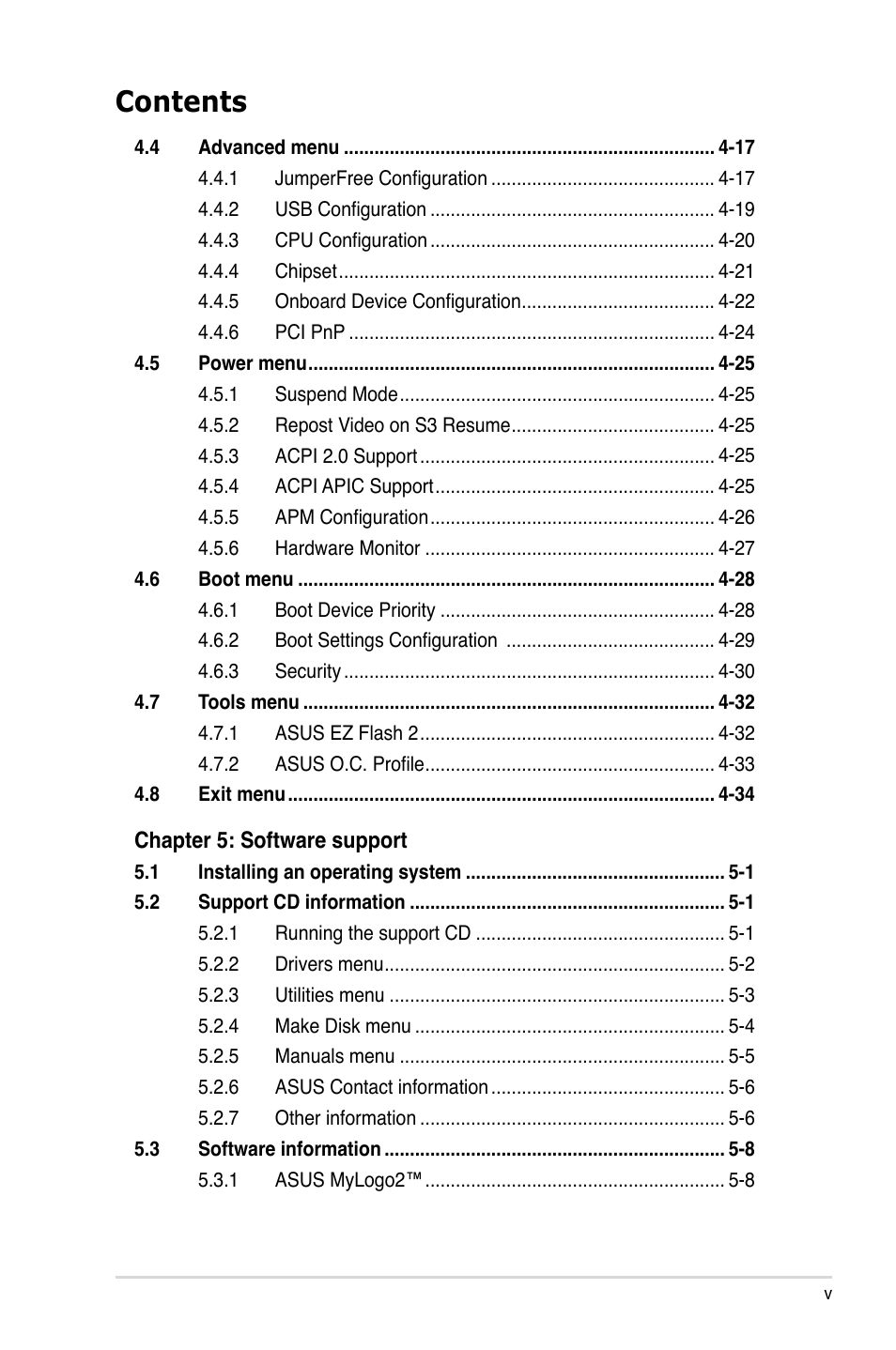 Asus P5B User Manual | Page 5 / 140