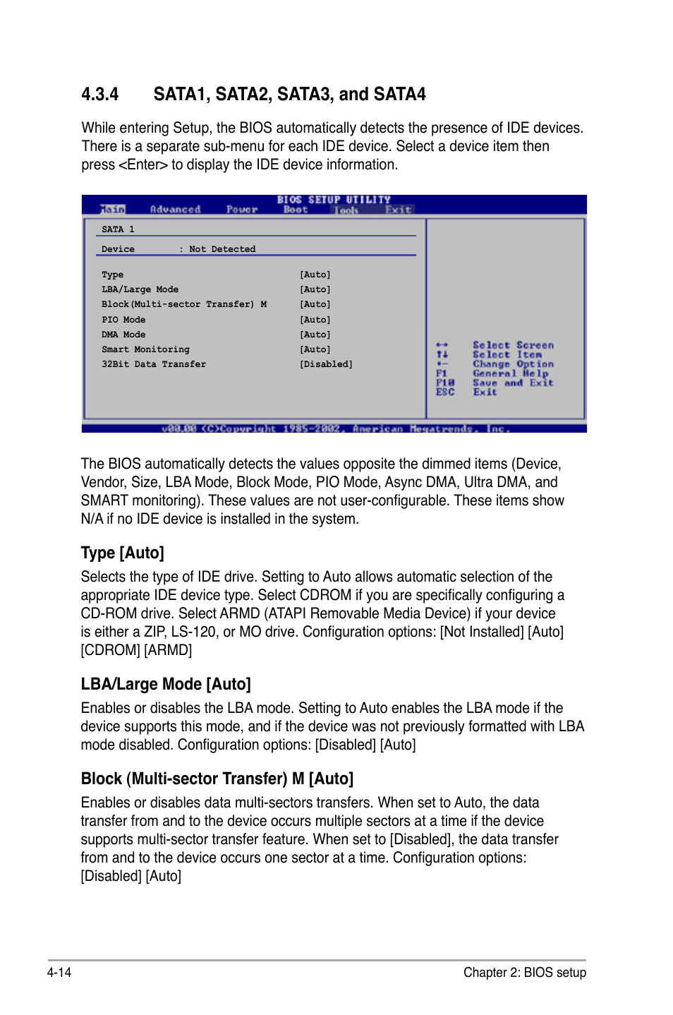 Type [auto, Lba/large mode [auto, Block (multi-sector transfer) m [auto | Asus P5B User Manual | Page 78 / 140