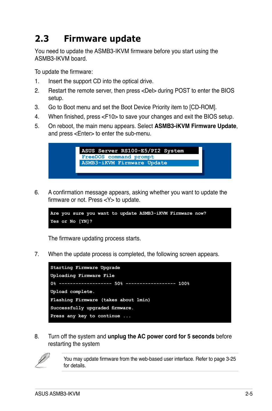 3 firmware update, Firmware update -5 | Asus ASMB3-iKVM User Manual | Page 21 / 62