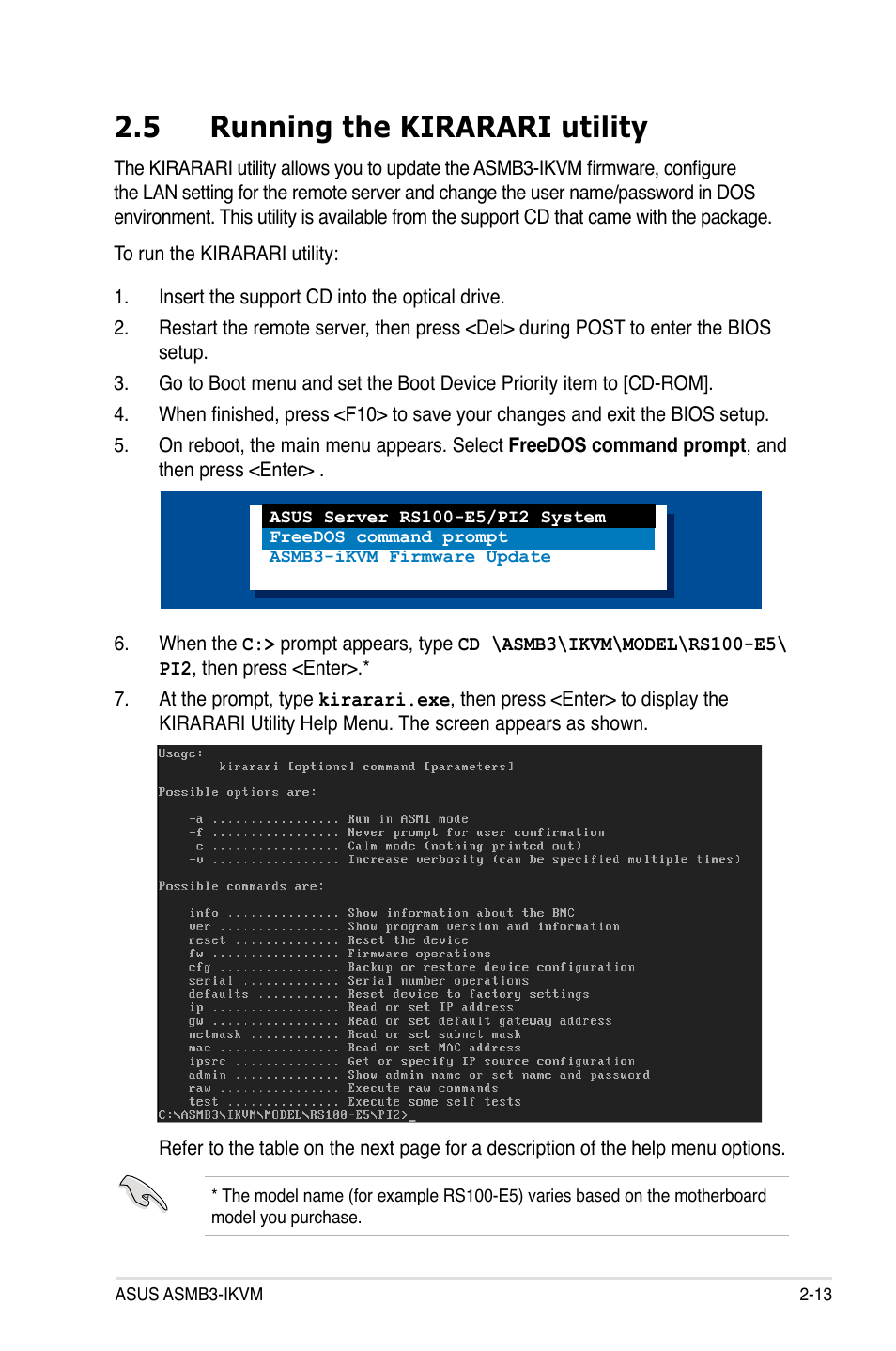 5 running the kirarari utility, Running the kirarari utility -13 | Asus ASMB3-iKVM User Manual | Page 29 / 62