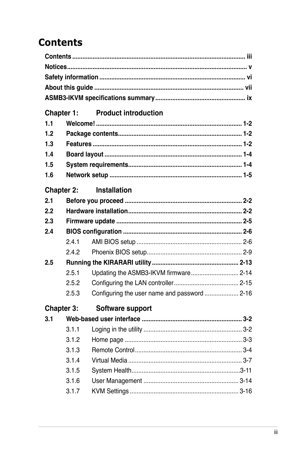 Asus ASMB3-iKVM User Manual | Page 3 / 62