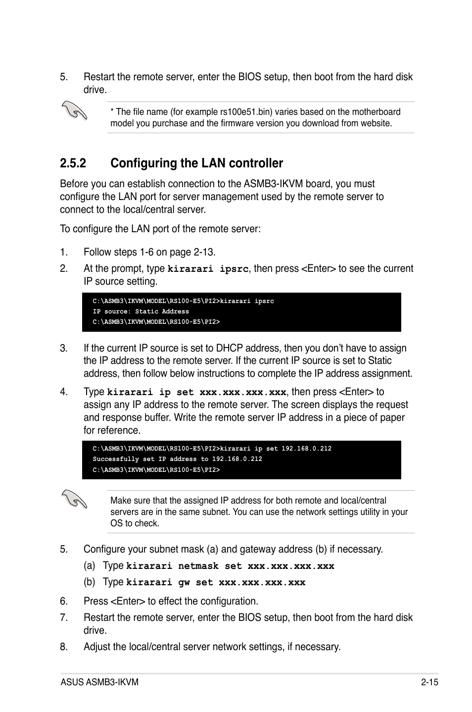 2 configuring the lan controller, Configuring the lan controller -15 | Asus ASMB3-iKVM User Manual | Page 31 / 62
