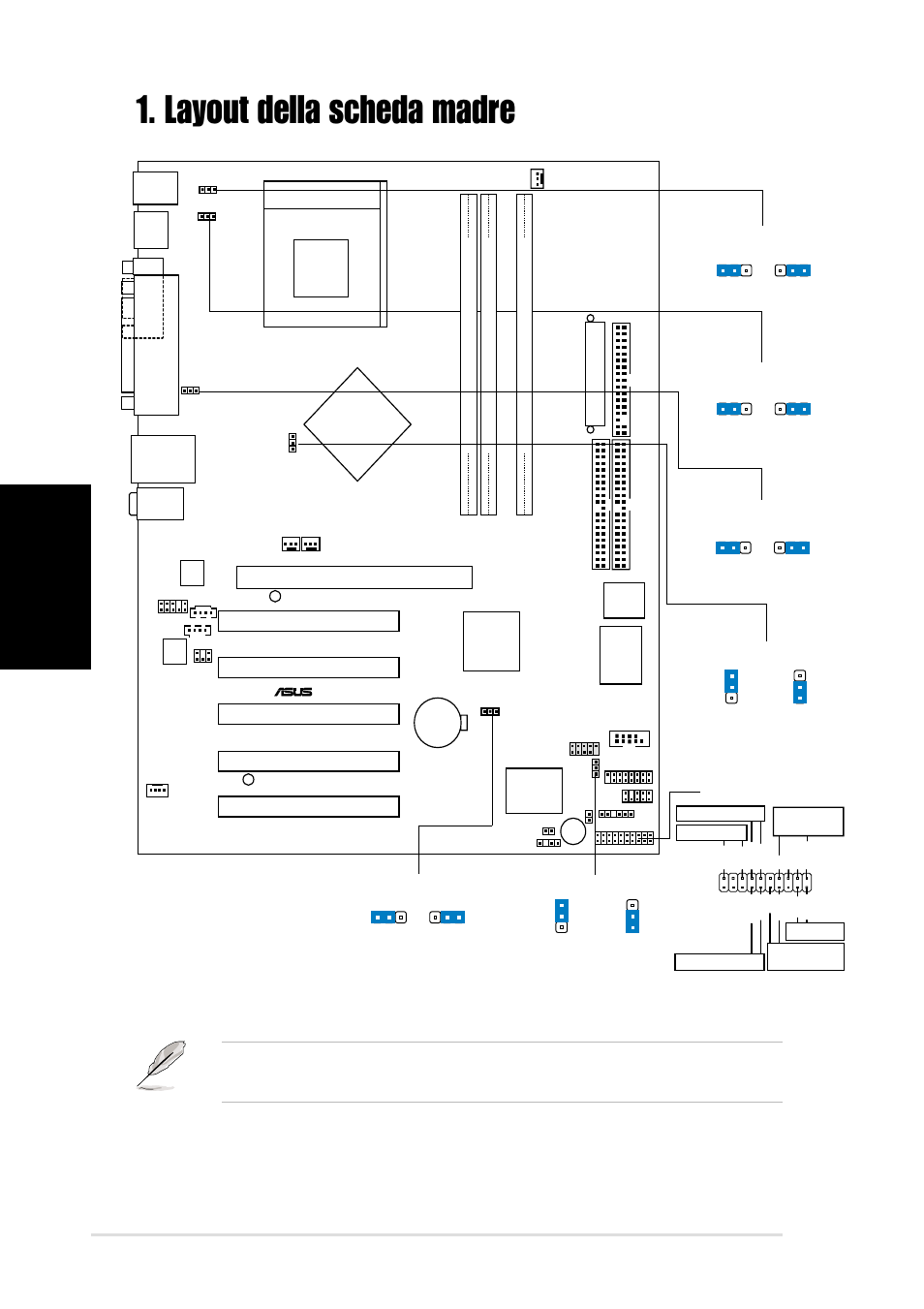 Layout della scheda madre, Italiano, Scheda madre asus a7n8x | Nvidia, Socket 462, Ctrl_panel1, A7n8x nforce2 mcp chipset, Accelerated graphics port (agp pro), Nforce2 spp chipset, Super i/o | Asus A7N8X User Manual | Page 8 / 16