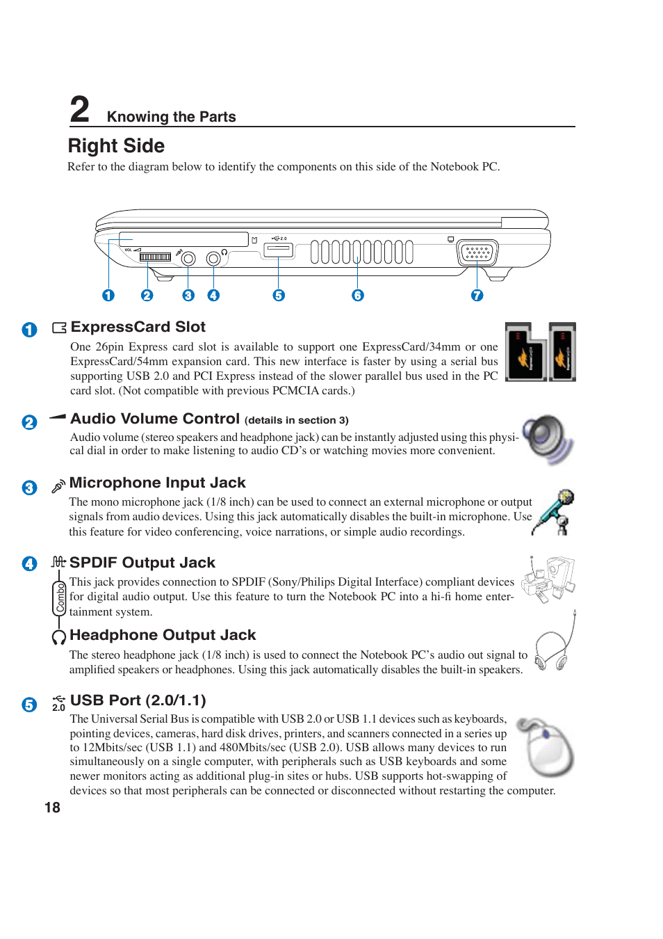 Right side | Asus W6F User Manual | Page 18 / 69