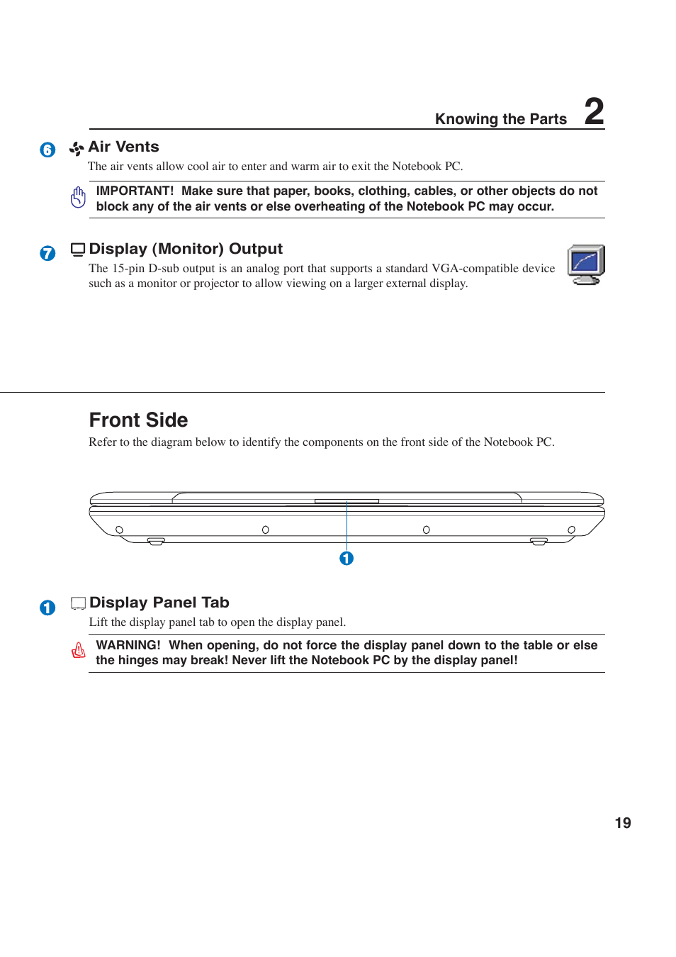 Front side | Asus W6F User Manual | Page 19 / 69