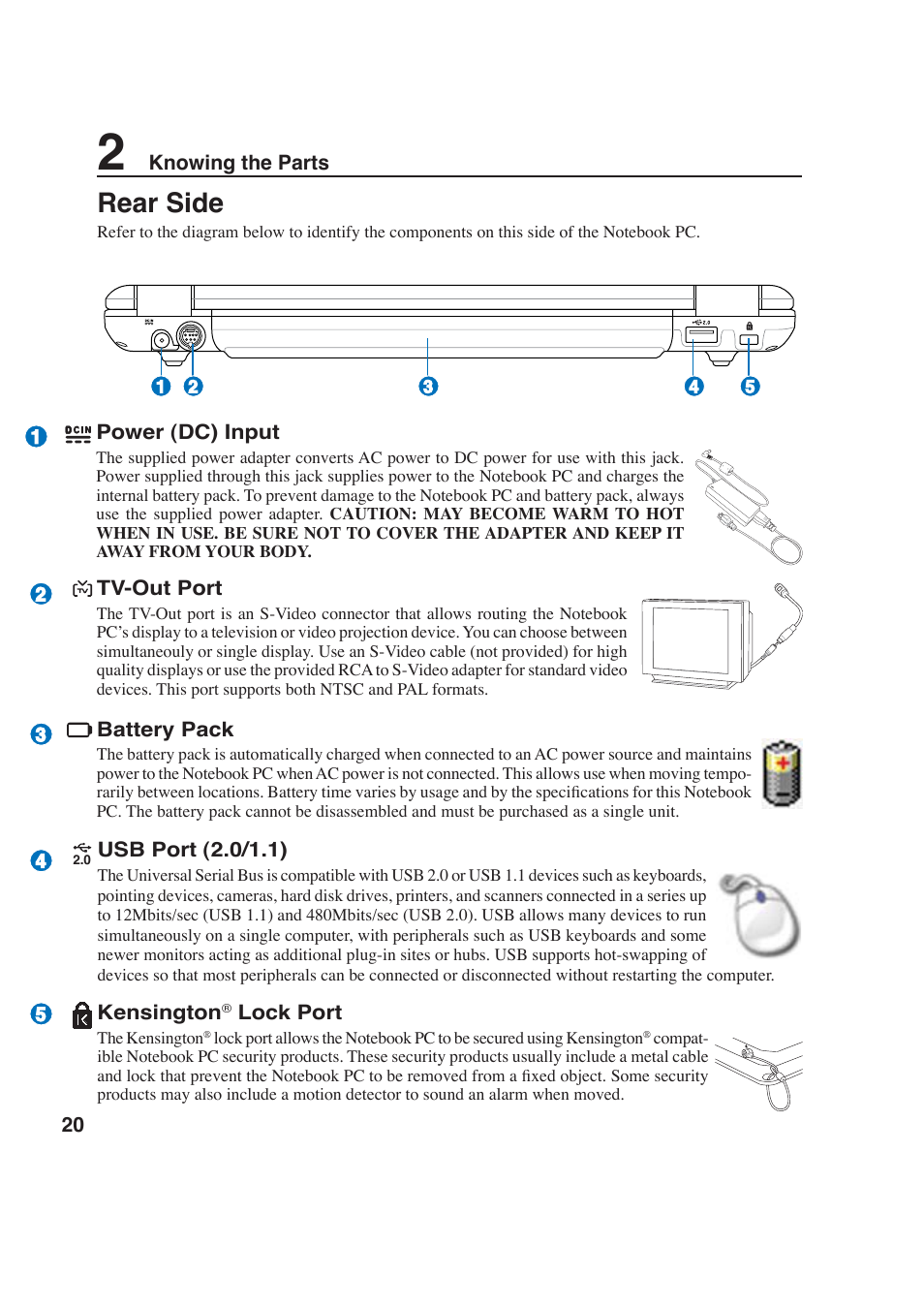 Rear side | Asus W6F User Manual | Page 20 / 69