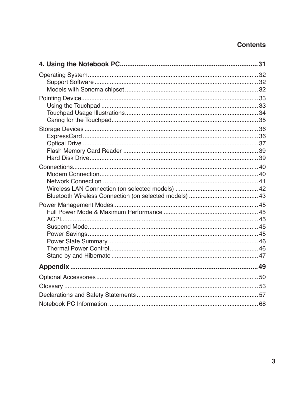 Asus W6F User Manual | Page 3 / 69