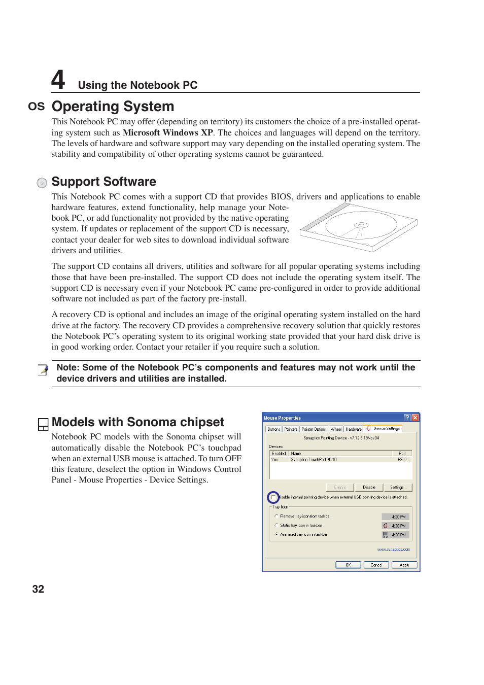 Operating system | Asus W6F User Manual | Page 32 / 69