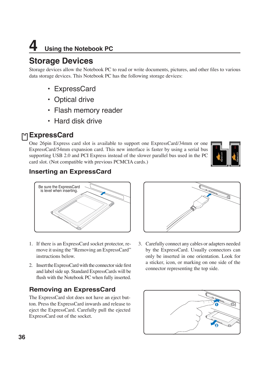 Storage devices | Asus W6F User Manual | Page 36 / 69