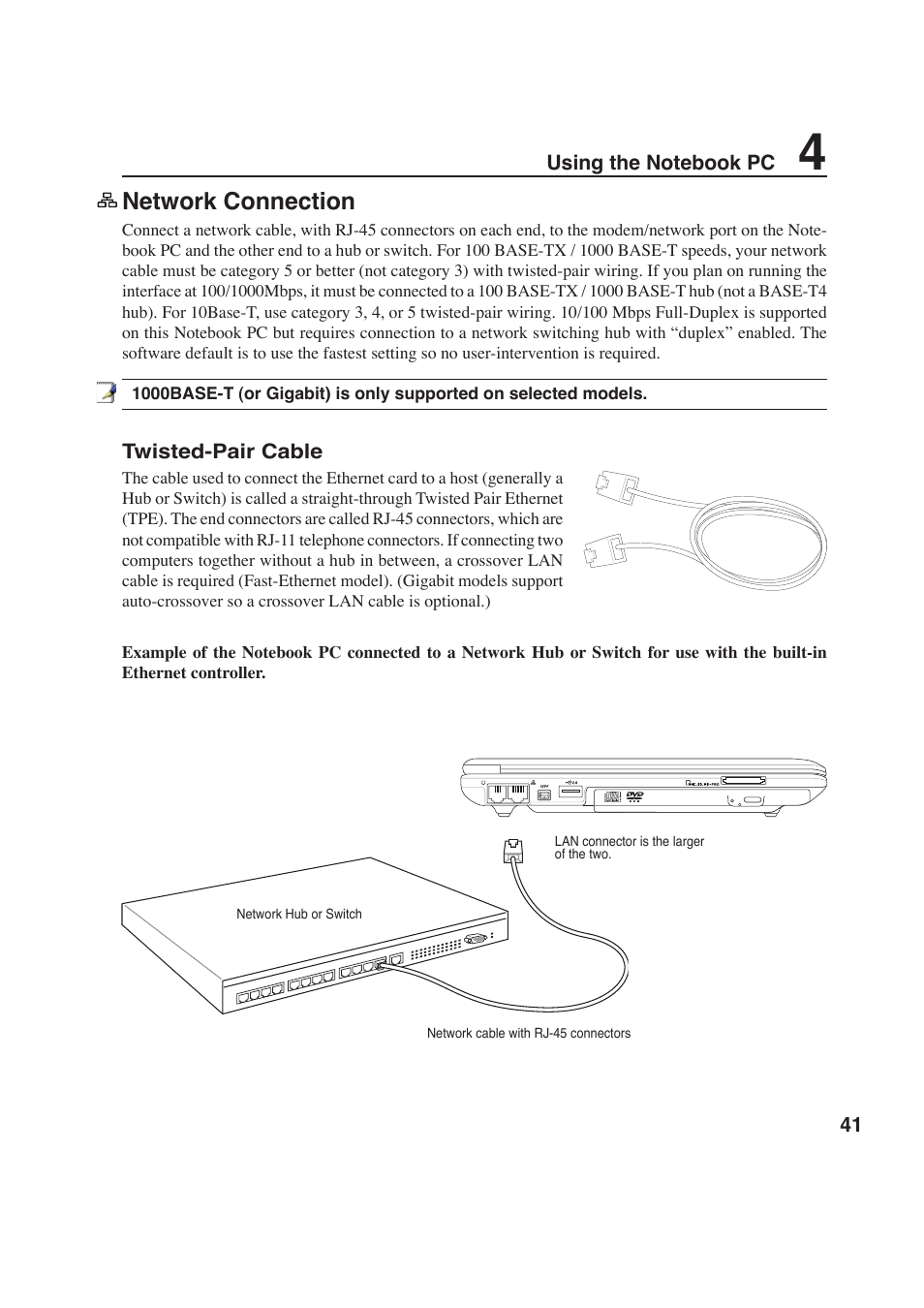 Network connection | Asus W6F User Manual | Page 41 / 69