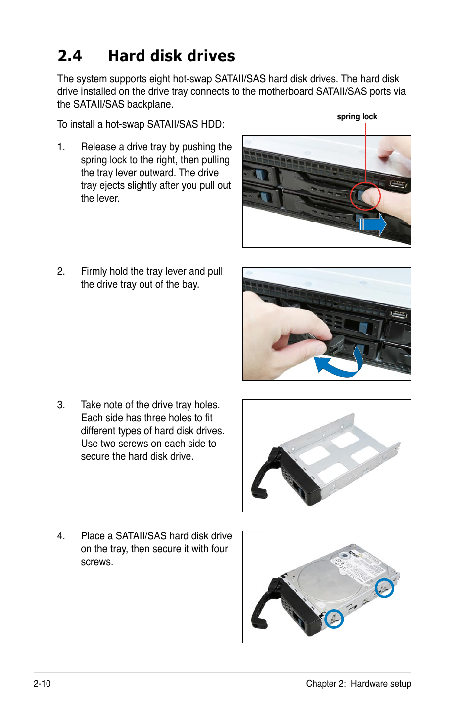 4 hard disk drives, Hard disk drives -10 | Asus RS520-E6/ERS8 User Manual | Page 28 / 146