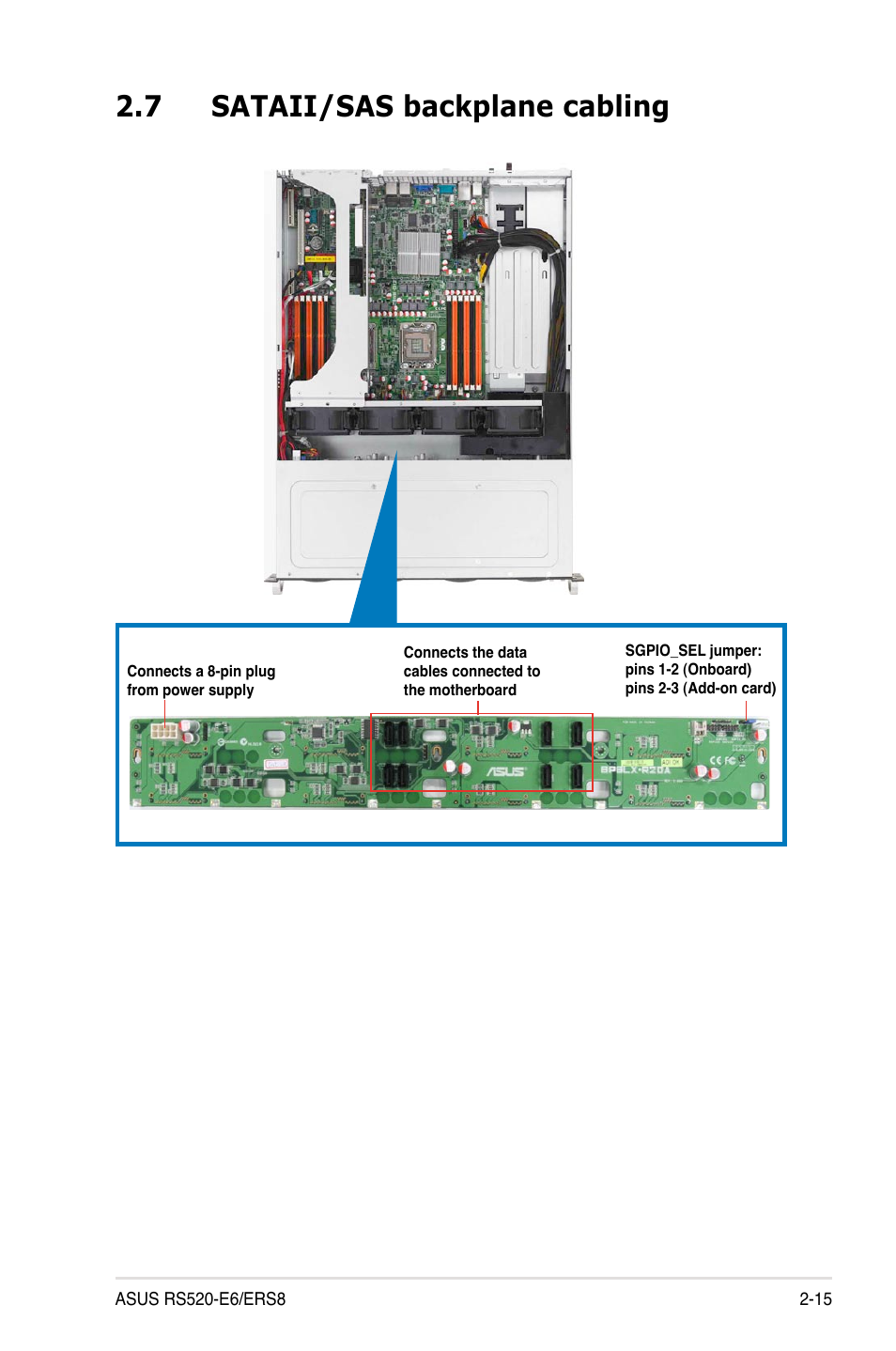 7 sataii/sas backplane cabling, Sataii/sas backplane cabling -15 | Asus RS520-E6/ERS8 User Manual | Page 33 / 146