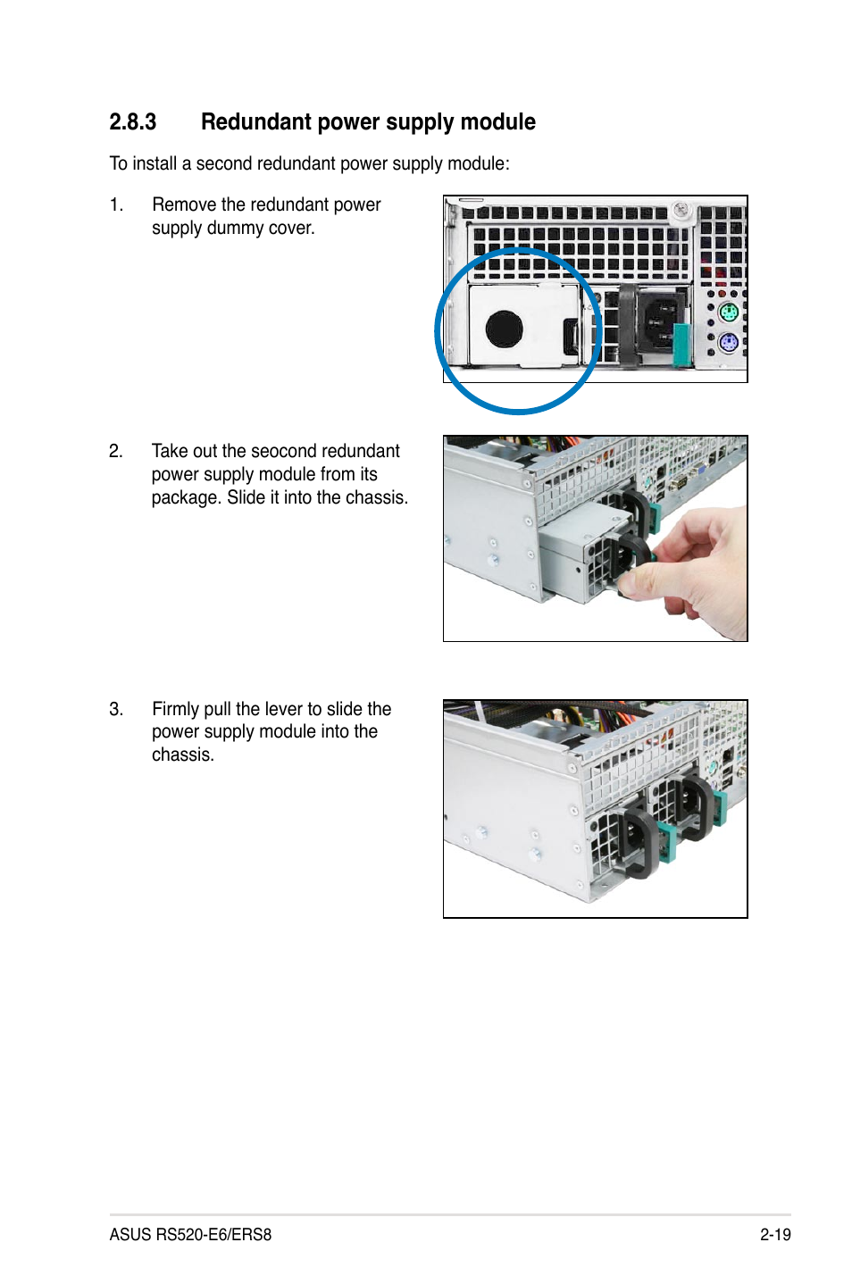 3 redundant power supply module, Redundant power supply module -19 | Asus RS520-E6/ERS8 User Manual | Page 37 / 146