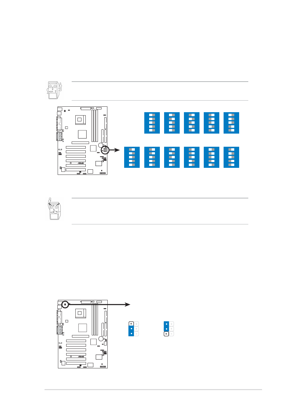 P4se cpu external frequency selection, Dsw1, P4se keyboard power setting kbpwr1 | Asus P4SE/U2 User Manual | Page 21 / 70