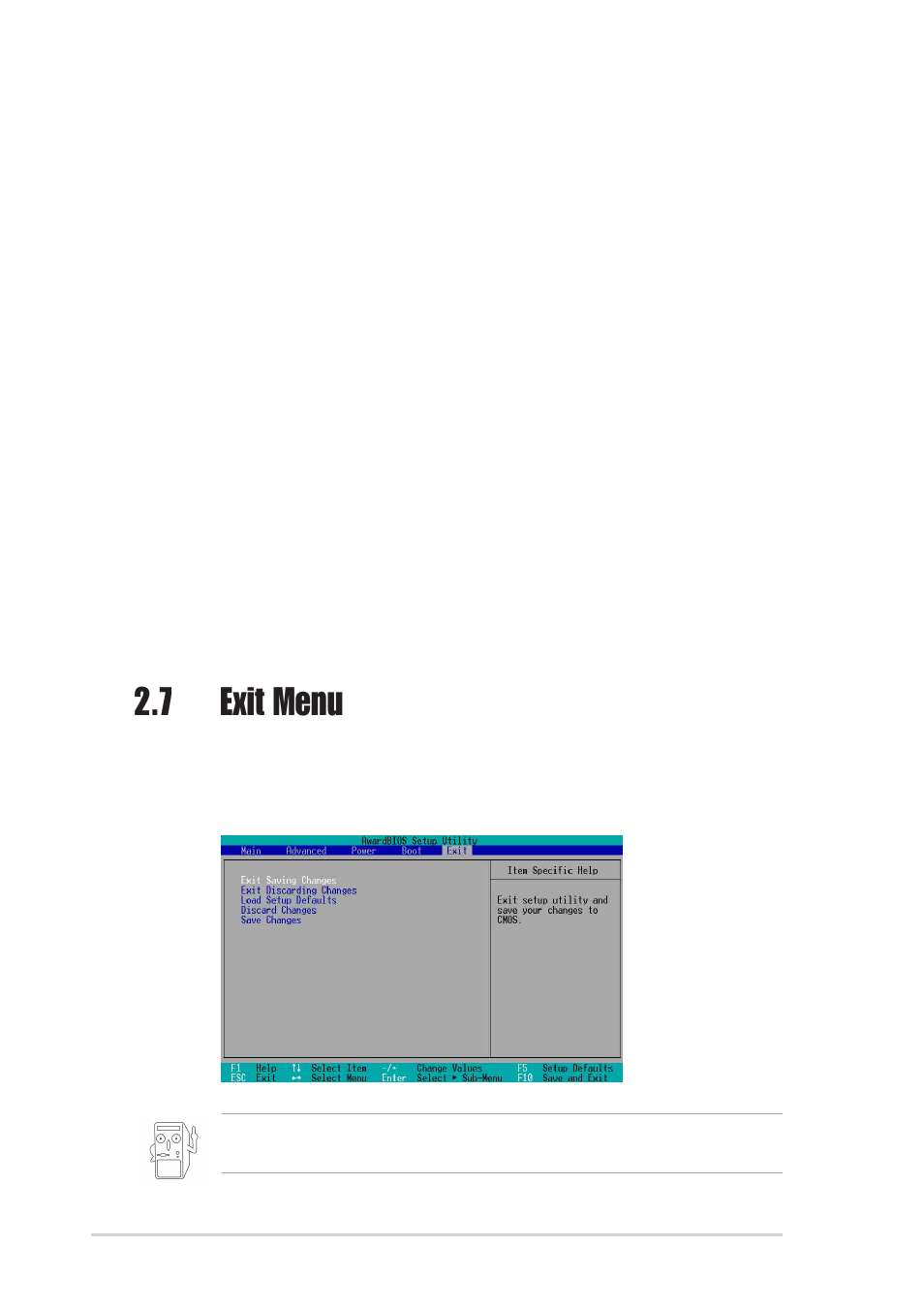 7 exit menu | Asus P4SE/U2 User Manual | Page 58 / 70