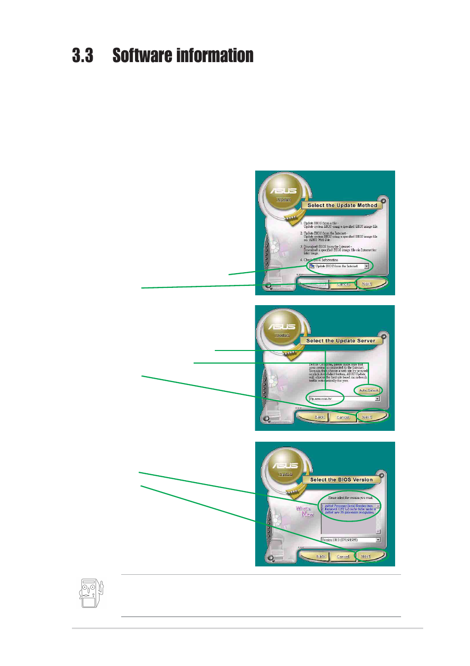 3 software information | Asus P4SE/U2 User Manual | Page 65 / 70