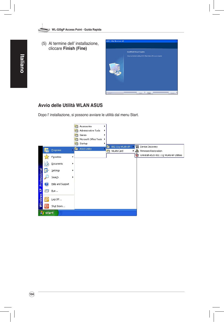 Italiano | Asus WL-320gP User Manual | Page 105 / 172