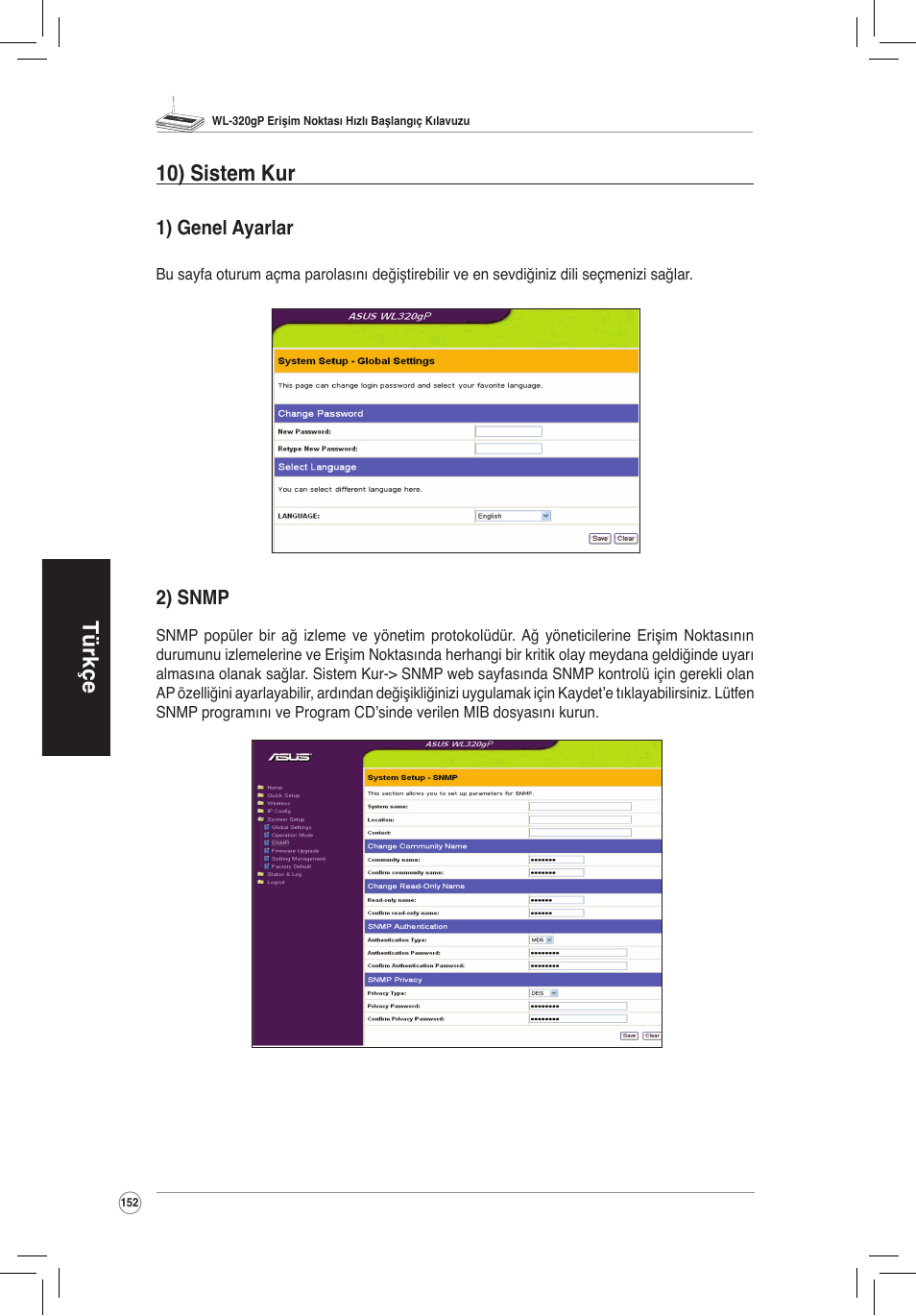 Türkçe 10) sistem kur | Asus WL-320gP User Manual | Page 153 / 172
