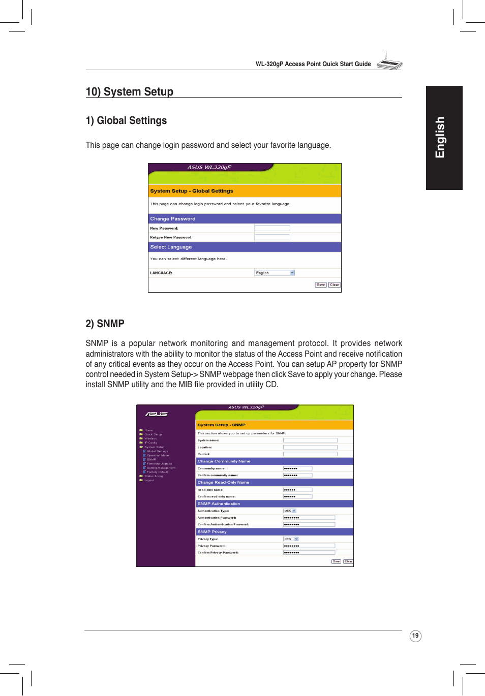 English 10) system setup | Asus WL-320gP User Manual | Page 20 / 172