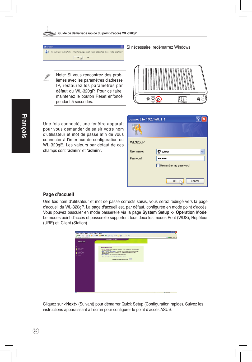 Français | Asus WL-320gP User Manual | Page 31 / 172