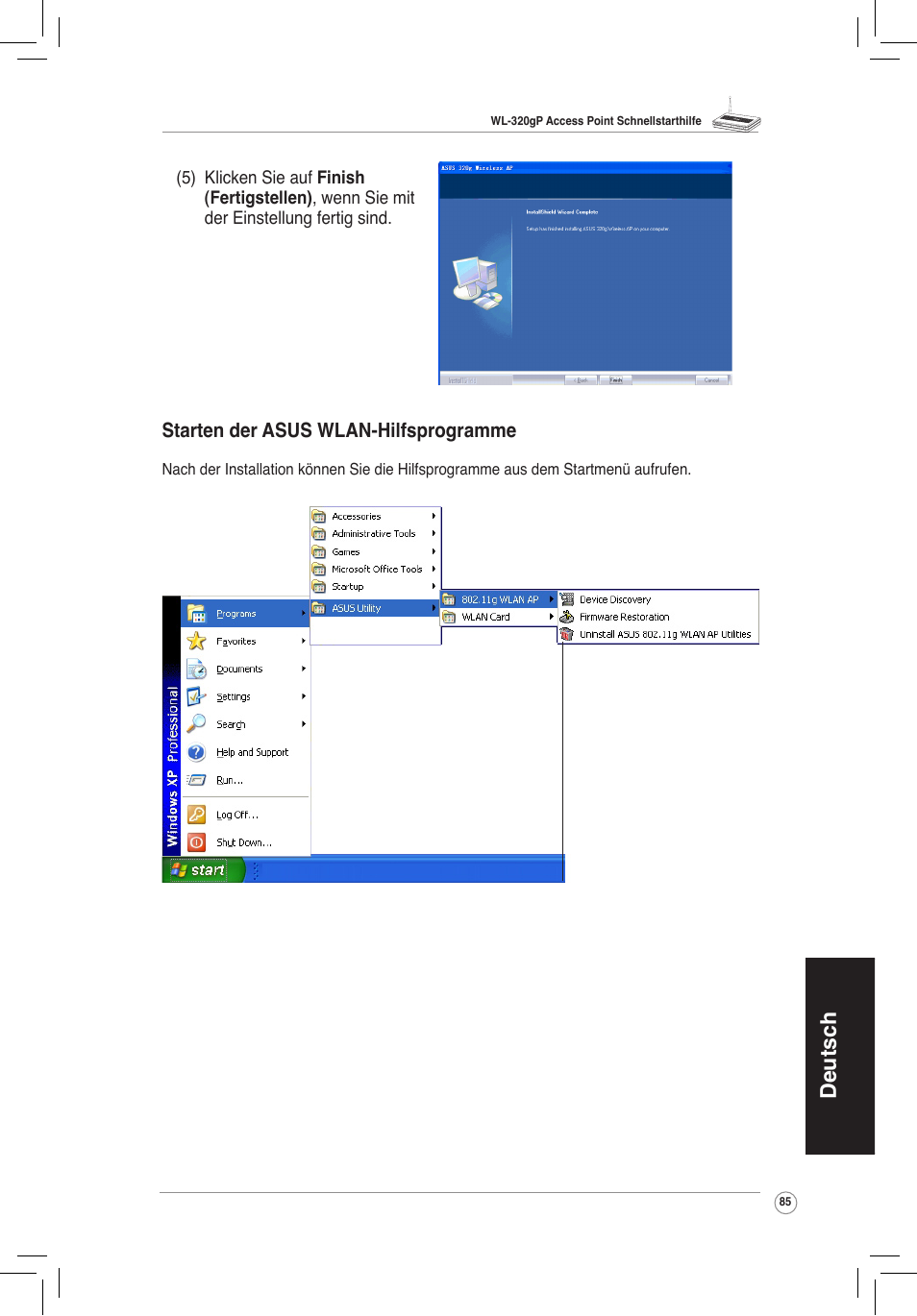 Deutsch | Asus WL-320gP User Manual | Page 86 / 172