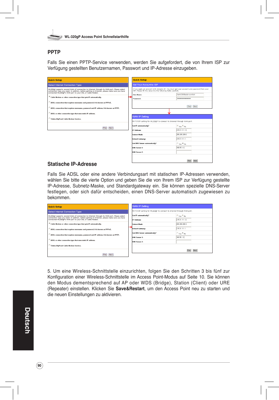 Deutsch | Asus WL-320gP User Manual | Page 91 / 172