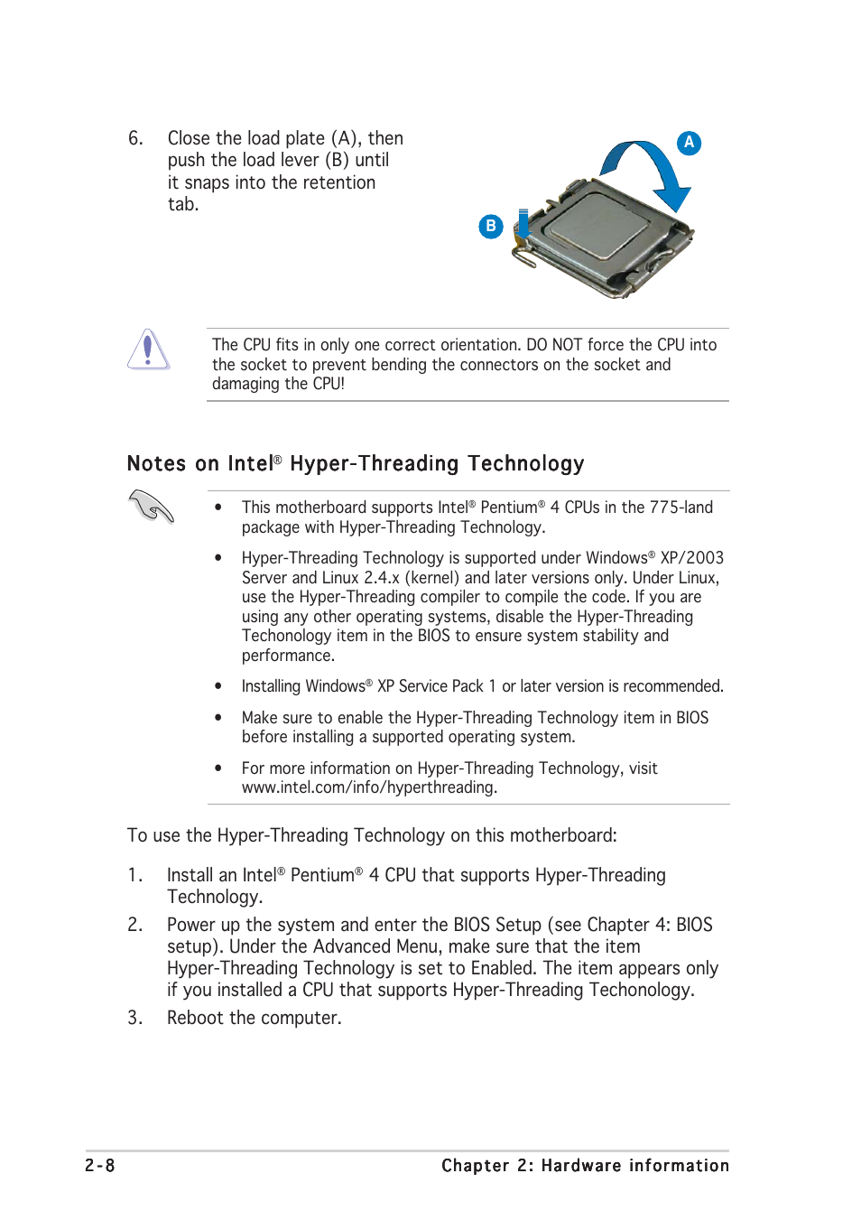 Hyper-threading technology | Asus P5GDC Pro User Manual | Page 28 / 130