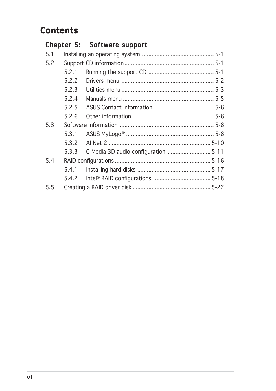 Asus P5GDC Pro User Manual | Page 6 / 130
