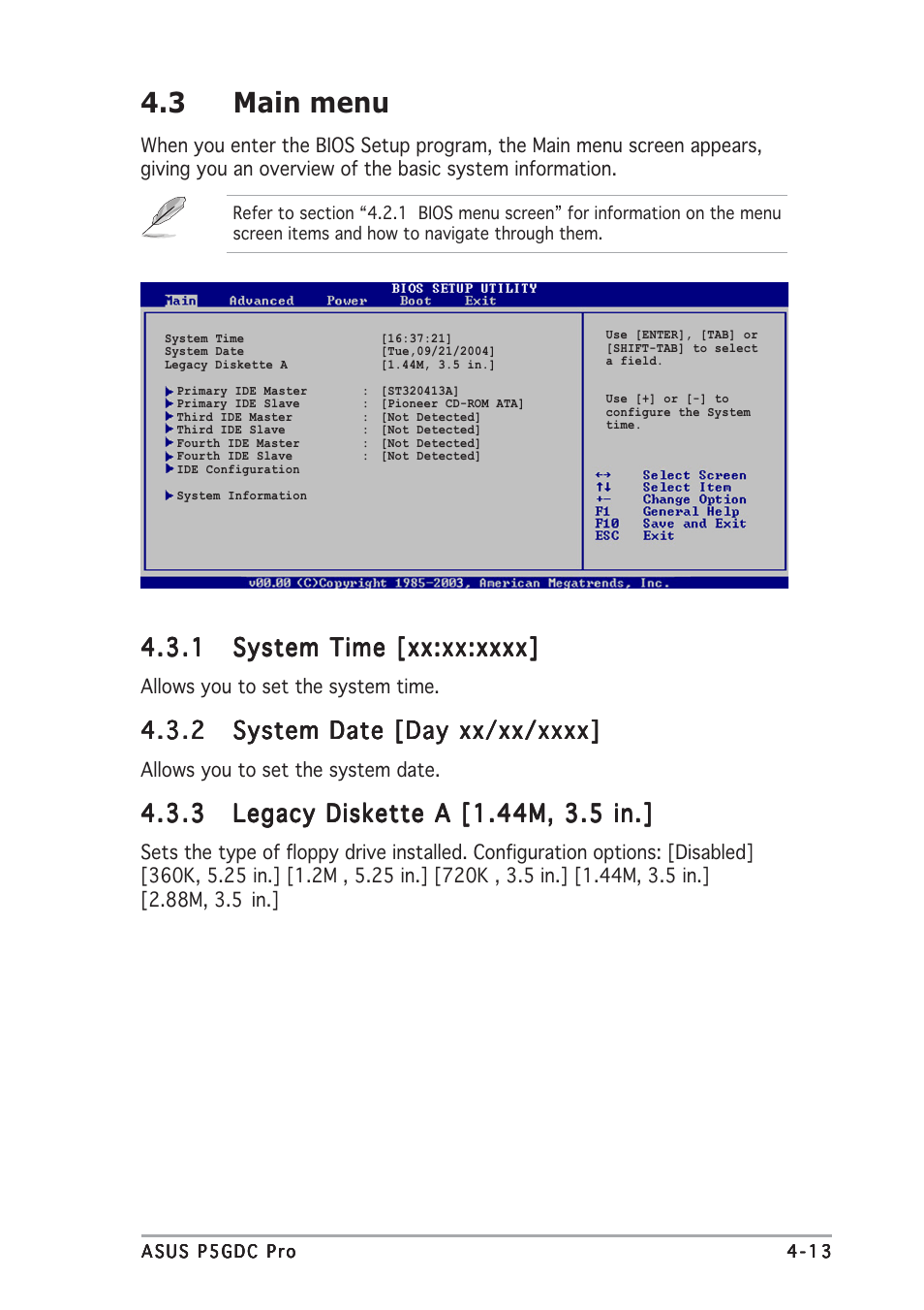 3 main menu | Asus P5GDC Pro User Manual | Page 77 / 130