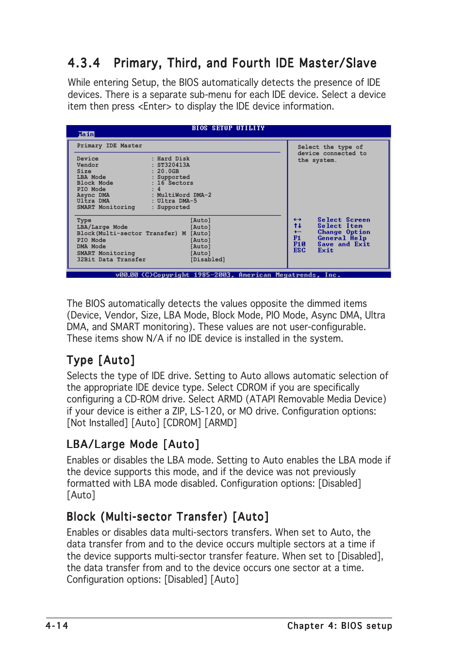 Type [auto, Lba/large mode [auto, Block (multi-sector transfer) [auto | Asus P5GDC Pro User Manual | Page 78 / 130