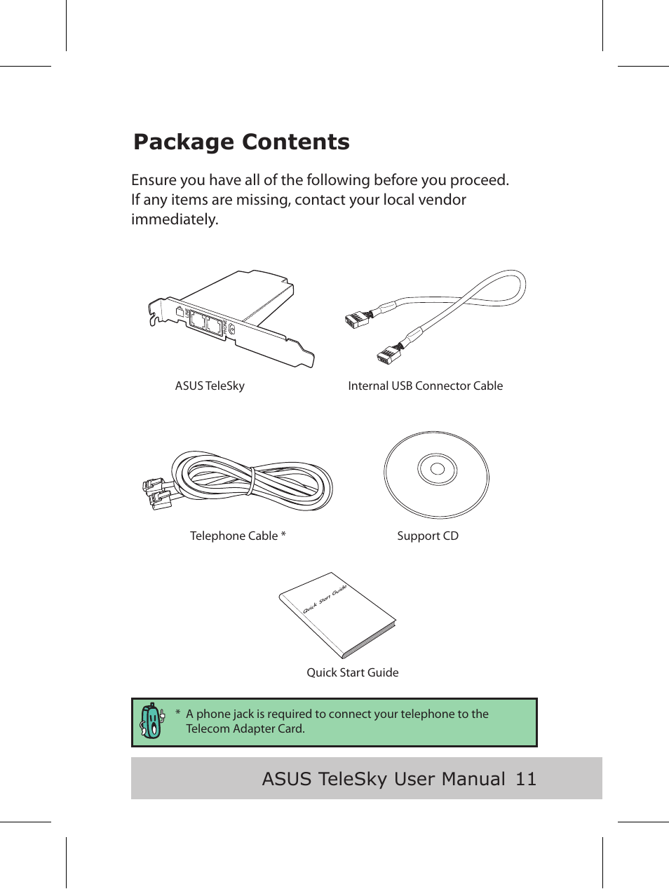 Package contents, Asus telesky user manual | Asus P5B User Manual | Page 13 / 56