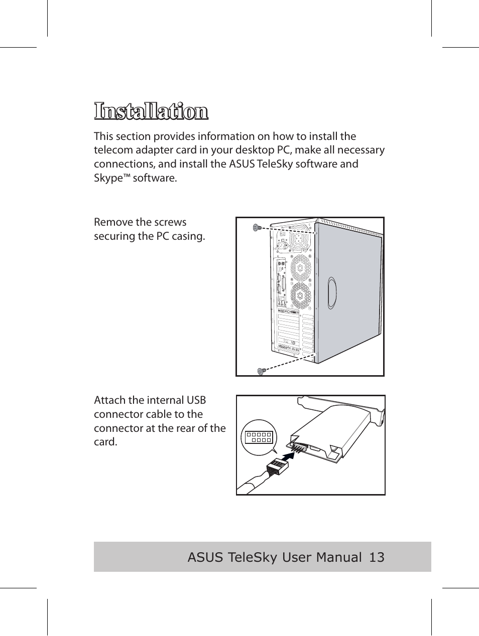 Installation, Asus telesky user manual | Asus P5B User Manual | Page 15 / 56