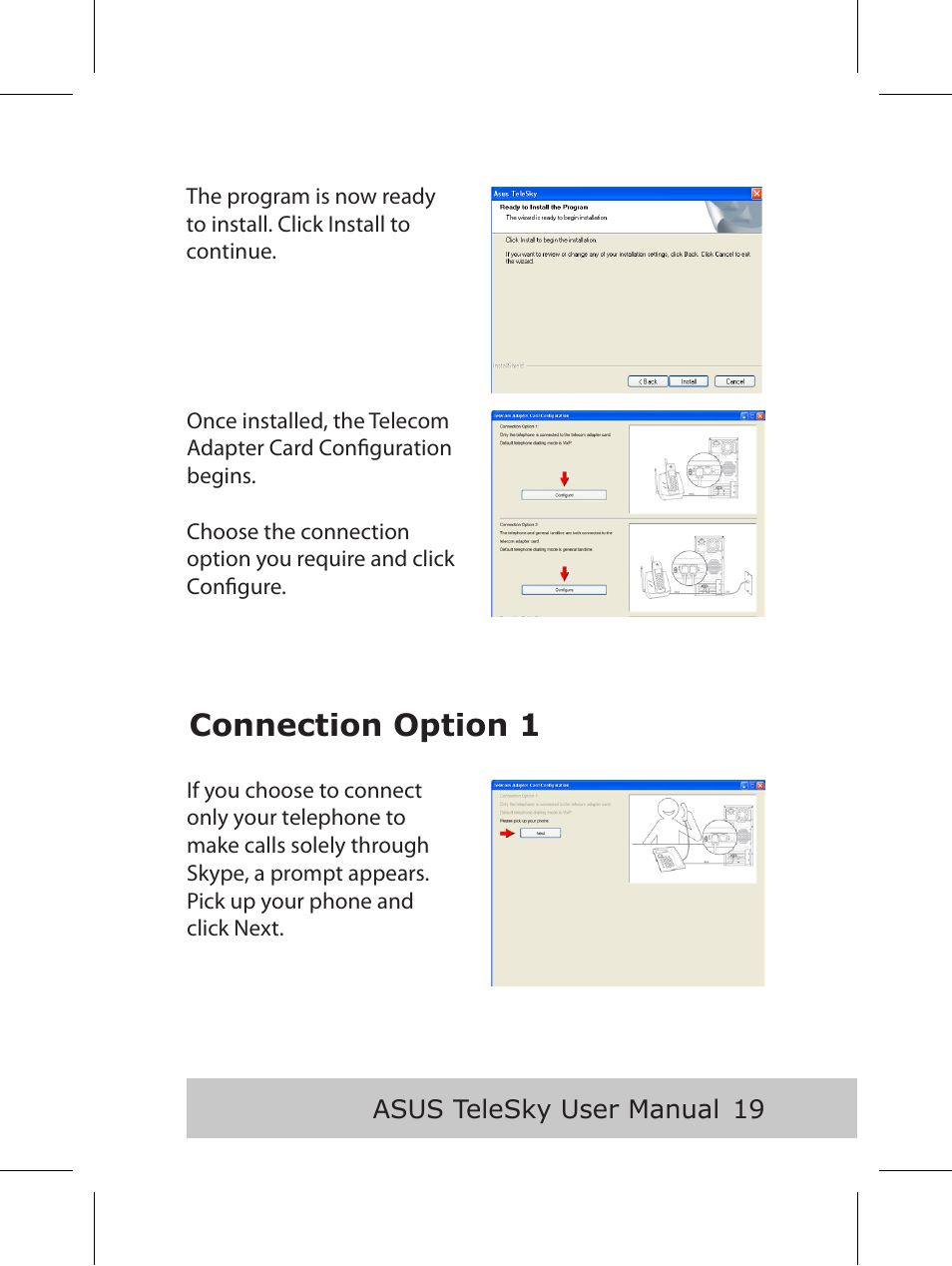 Connection option 1 | Asus P5B User Manual | Page 21 / 56