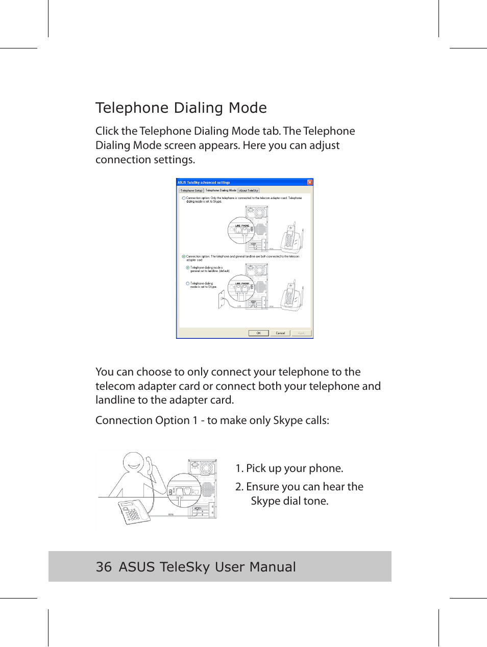 Telephone dialing mode | Asus P5B User Manual | Page 38 / 56